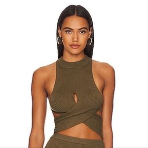 Camila Coelho Macadamia Crossover Top in Army Green